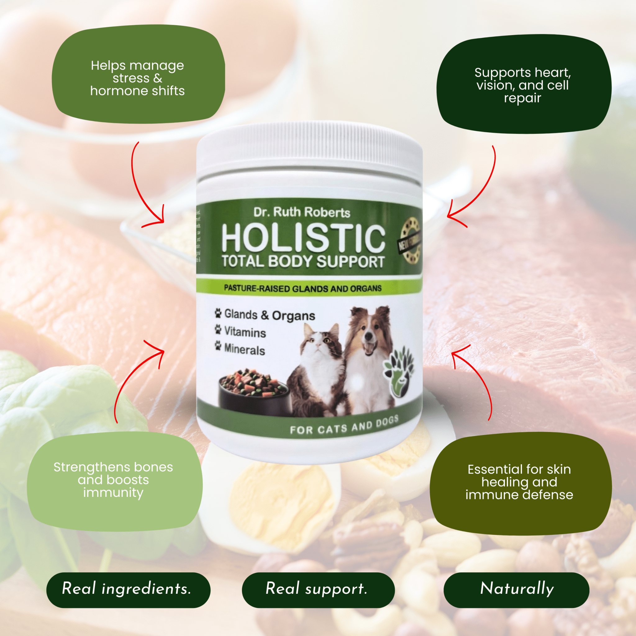 Holistic Total Body Support — Daily Multivitamin & Pasture - Raised Glandular Blend for Dogs & Cats - Pawsology