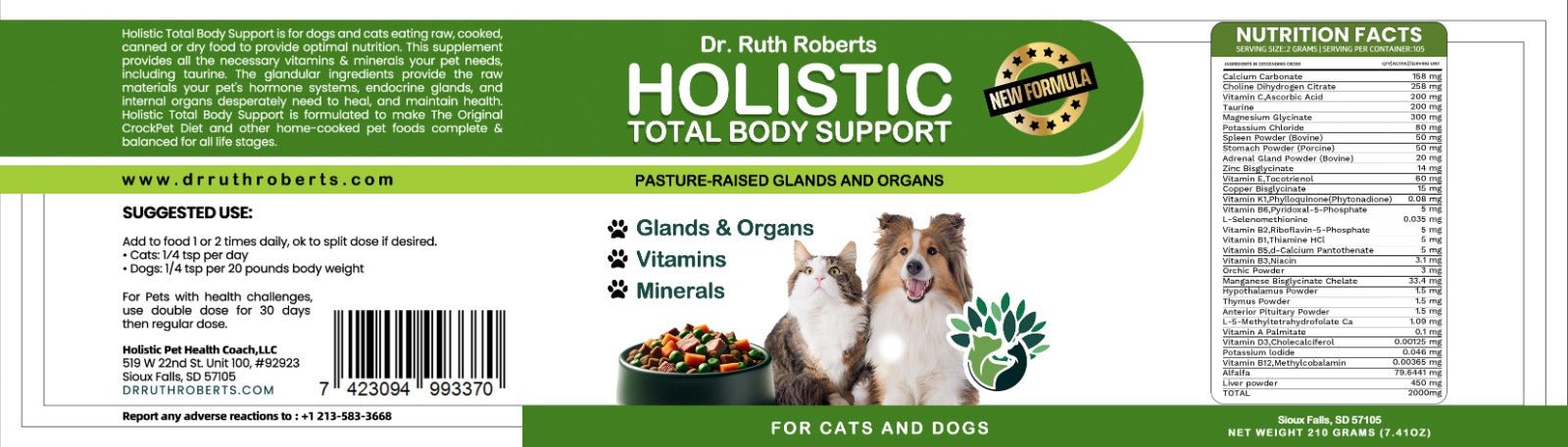 Holistic Total Body Support — Daily Multivitamin & Pasture - Raised Glandular Blend for Dogs & Cats - Pawsology